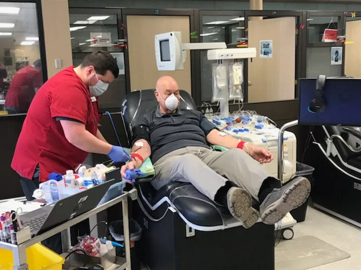 man donating blood